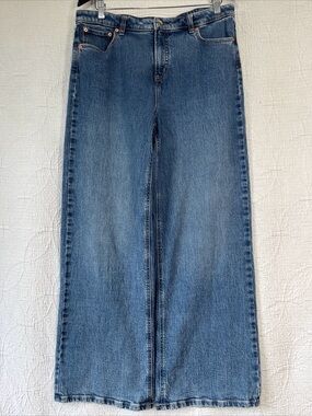 Wide Leg Denim Jeans Womens Size 29 R Jeans Brand Fits 34x30 Stretch Cotton Pant